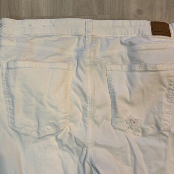 American eagle AE straight mom jeans white ripped knee distressed plus size 16R - Picture 7 of 14
